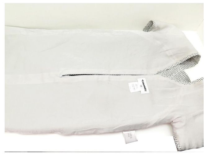 VESTIDO RECTO CHANEL P40448 S 36 EN TWEED BLANCO CON MANGAS CORTAS - vista 4
