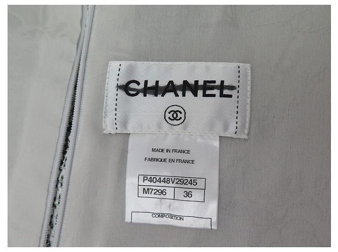 VESTIDO RECTO CHANEL P40448 S 36 EN TWEED BLANCO CON MANGAS CORTAS - vista 5