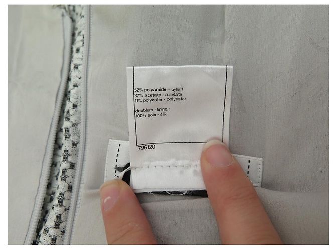 VESTIDO RECTO CHANEL P40448 S 36 EN TWEED BLANCO CON MANGAS CORTAS - vista 6