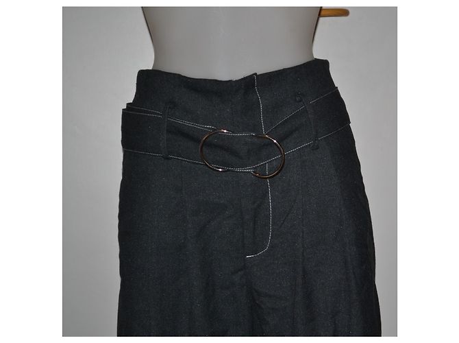Pantalones de cintura alta Suncoo grises mezcla de algodón Gris antracita - vista 2