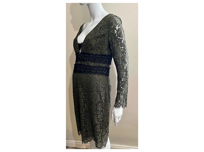 Diane Von Furstenberg DvF Viera Spitzenkleid in einem atemberaubenden Olivgrün - Ansicht 3
