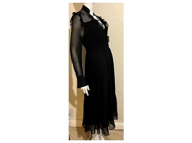 Diane Von Furstenberg Robe en chiffon crêpon effet wrap DvF Noir - vue 2