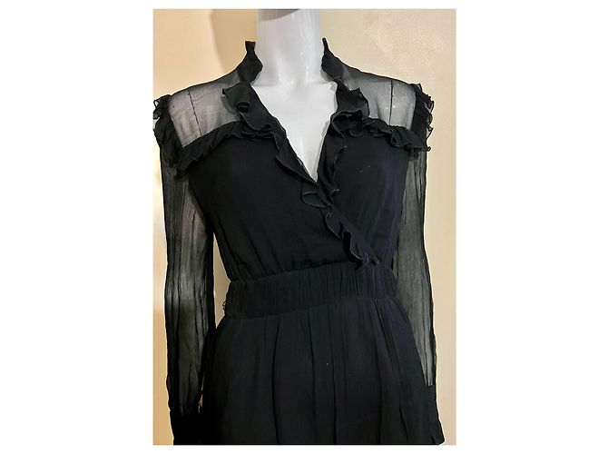 Diane Von Furstenberg Robe en chiffon crêpon effet wrap DvF Noir - vue 4