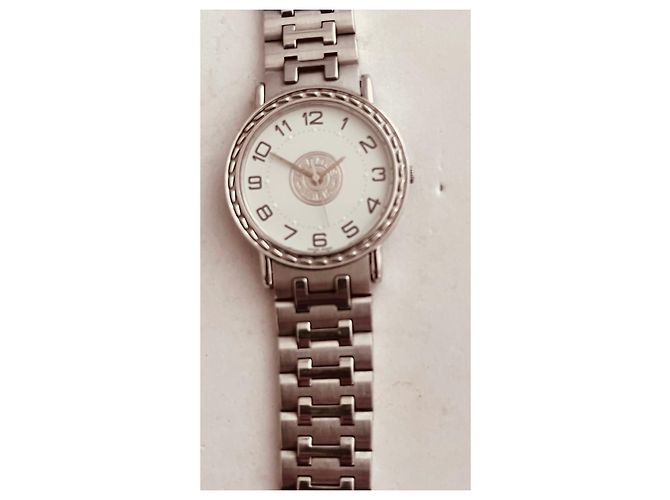 Relógio Hermès Sellier em aço com mostrador branco 30mm Prata - vista 2