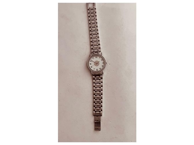 Relógio Hermès Sellier em aço com mostrador branco 30mm Prata - vista 4