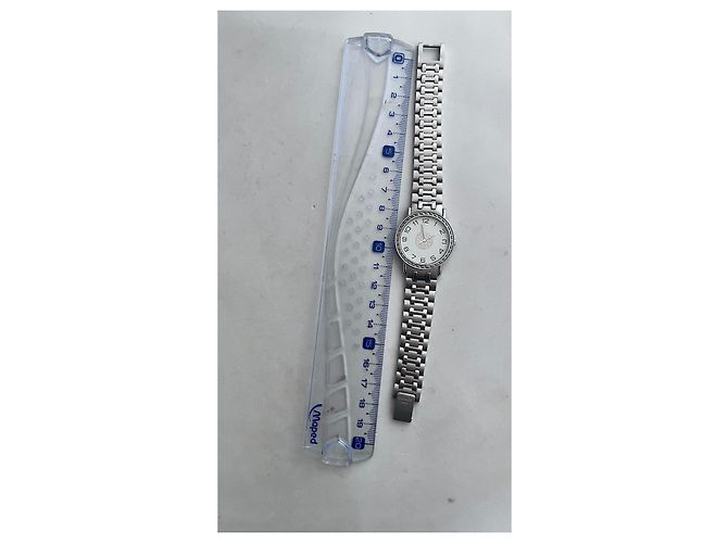 Relógio Hermès Sellier em aço com mostrador branco 30mm Prata - vista 6