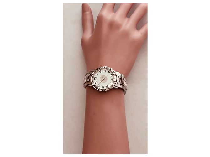 Relógio Hermès Sellier em aço com mostrador branco 30mm Prata - vista 8