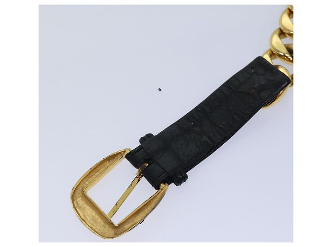 Cintura a catena CHANEL metallo 31.1""" Oro Nero CC Auth bs14988 D'oro - vista 10