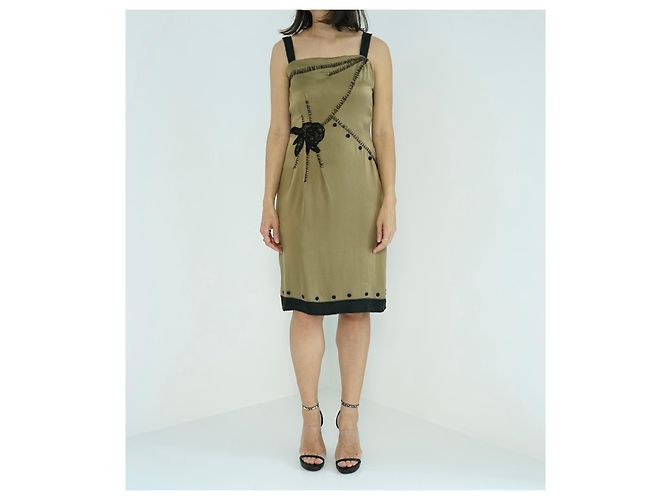 Vestido slip Alberta Ferretti de seda taupe Gris pardo - vista 3