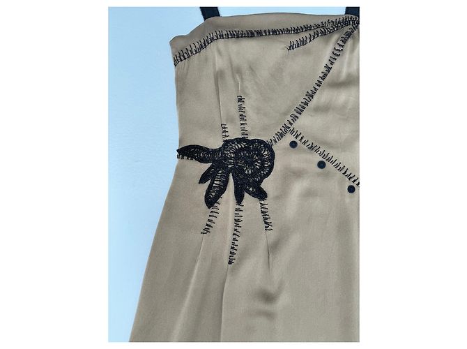 Vestido slip Alberta Ferretti de seda taupe Gris pardo - vista 4