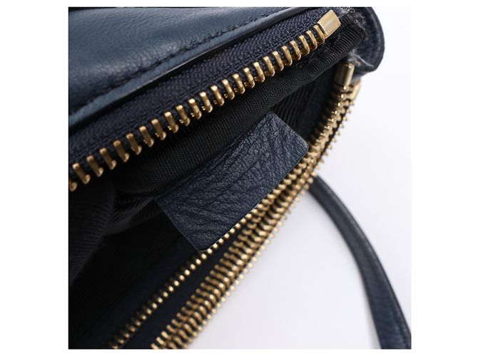 Céline Borsa a tracolla trio in pelle Celine Small in blu navy - vista 13