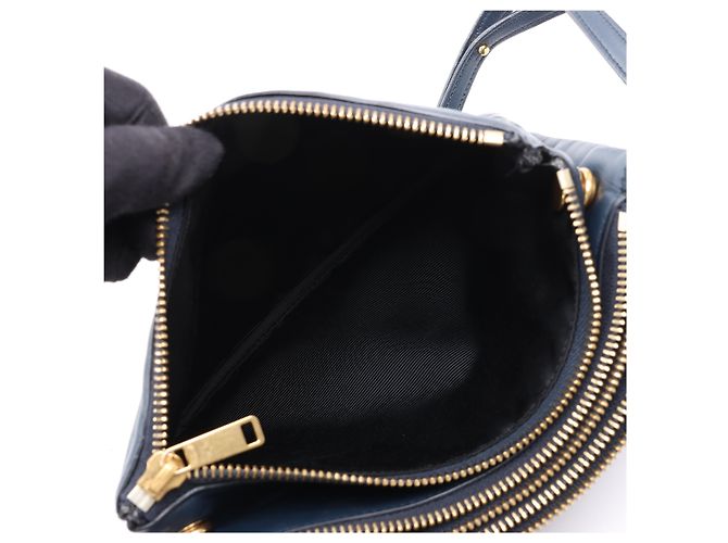 Céline Borsa a tracolla trio in pelle Celine Small in blu navy - vista 15