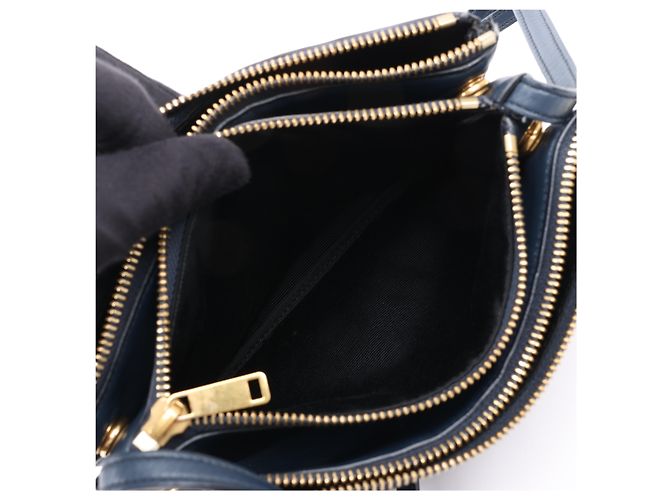 Céline Borsa a tracolla trio in pelle Celine Small in blu navy - vista 16