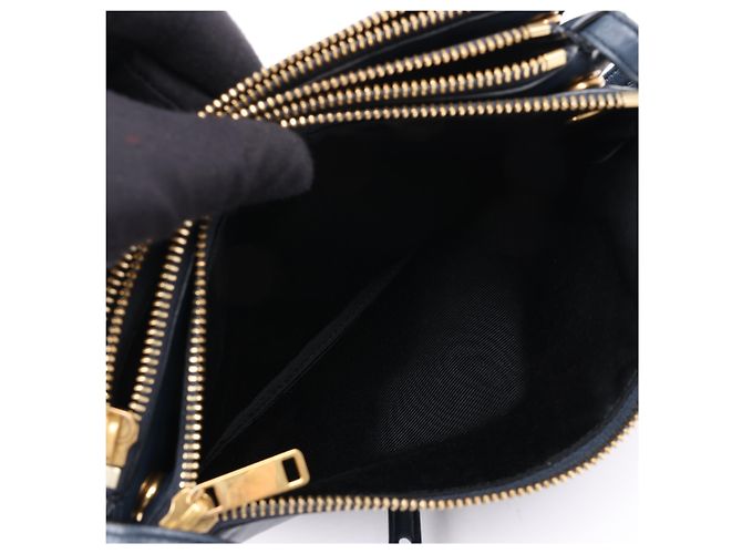 Céline Borsa a tracolla trio in pelle Celine Small in blu navy - vista 17