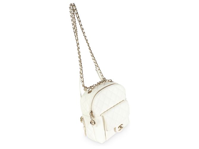 Chanel White Quilted Caviar Small CC Day Backpack Handbag - view 2