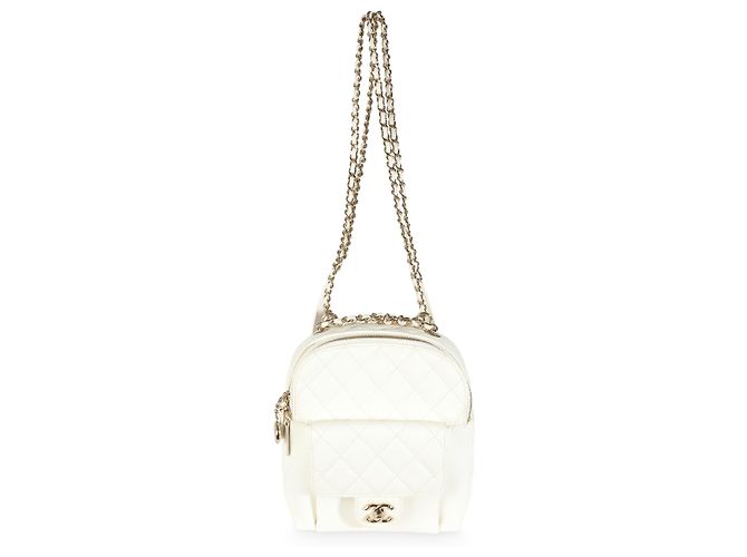 Chanel White Quilted Caviar Small CC Day Backpack Handbag - view 3