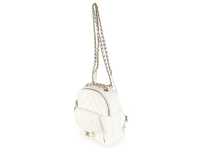 Chanel White Quilted Caviar Small CC Day Backpack Handbag - view 4