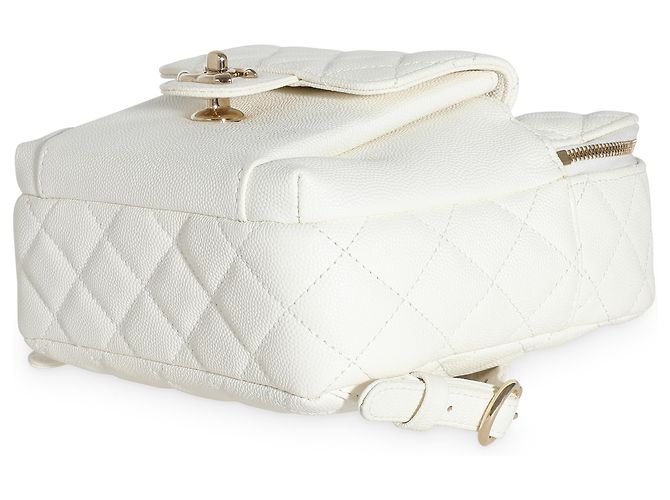 Chanel White Quilted Caviar Small CC Day Backpack Handbag - view 6