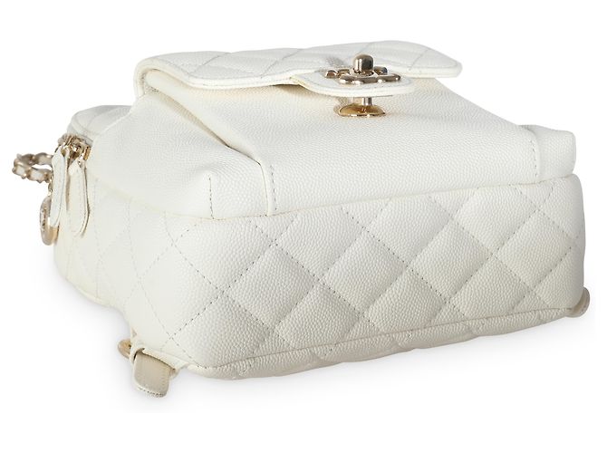 Chanel White Quilted Caviar Small CC Day Backpack Handbag - view 7