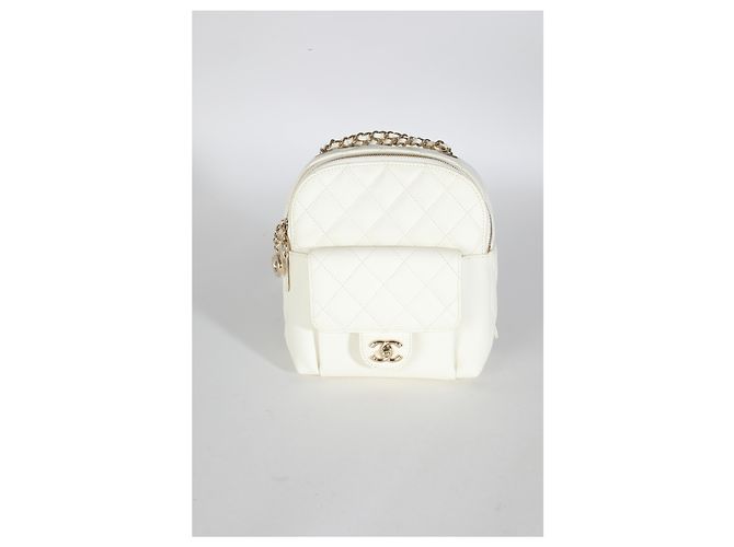 Chanel White Quilted Caviar Small CC Day Backpack Handbag - view 8