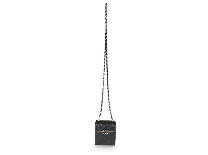 Chanel 23C Vanity aus schwarzem, gestepptem Lammleder mit Boxenkette - Ansicht 5