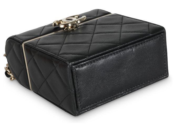 Chanel 23C Vanity aus schwarzem, gestepptem Lammleder mit Boxenkette - Ansicht 6