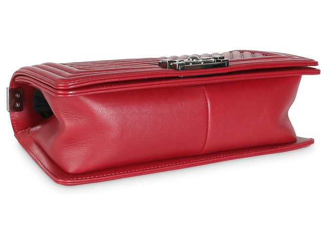Borsa Boy media in pelle di vitello Chevron bordeaux Chanel Rosso - vista 6