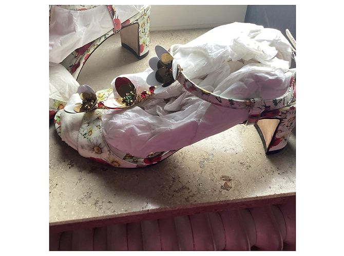 Sandali Dolce & Gabbana in pelle con stampa margherite e papaveri - vista 4