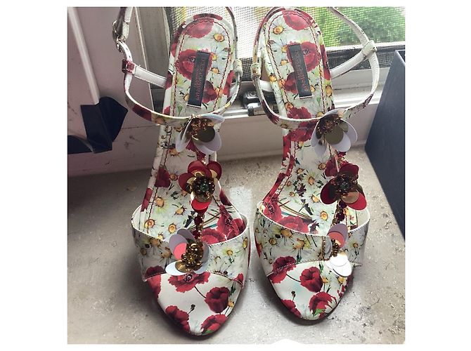 Sandali Dolce & Gabbana in pelle con stampa margherite e papaveri - vista 6