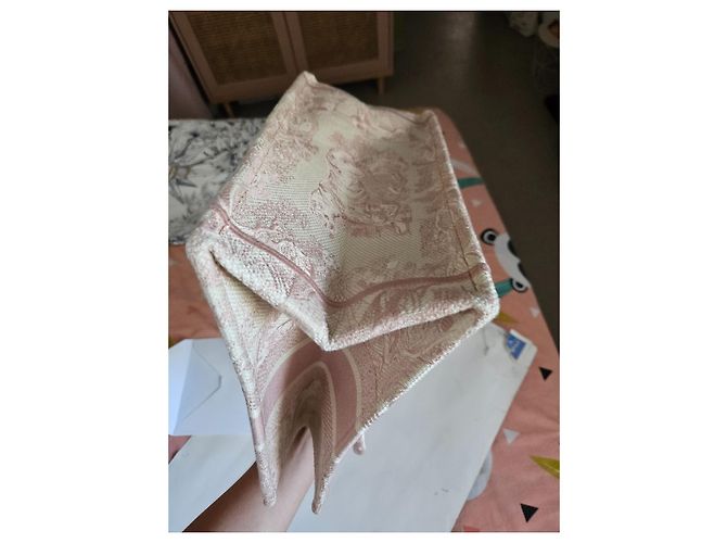 Borsa tote Christian Dior M rosa in cotone - vista 3