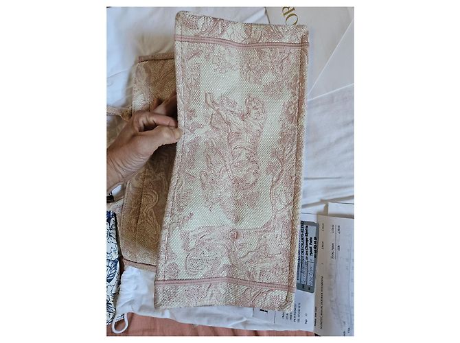 Borsa tote Christian Dior M rosa in cotone - vista 8