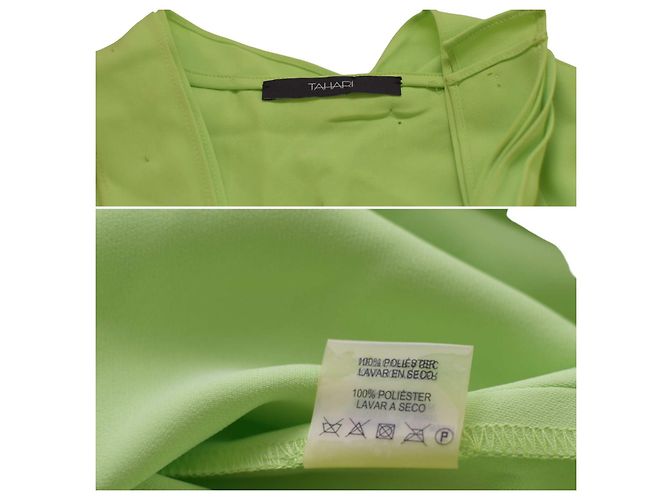 Autre Marque Tahari Mini Bleistiftkleid ärmellos V Ausschnitt limegrün Hellgrün - Ansicht 3