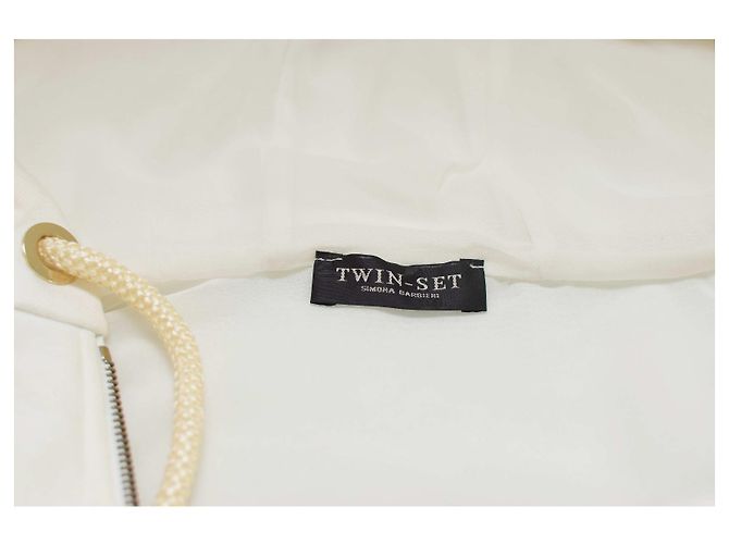 Vestido mini branco sem mangas com capuz Twin Set Simona Barbieri XS - vista 3
