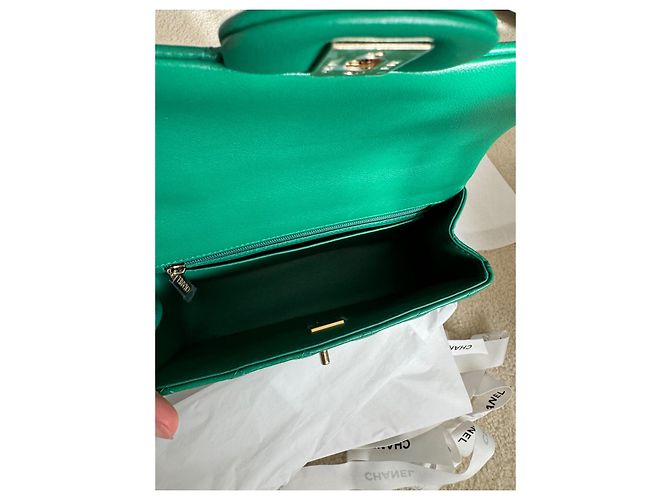 Timeless Borsa classica a manico superiore Chanel Verde - vista 4