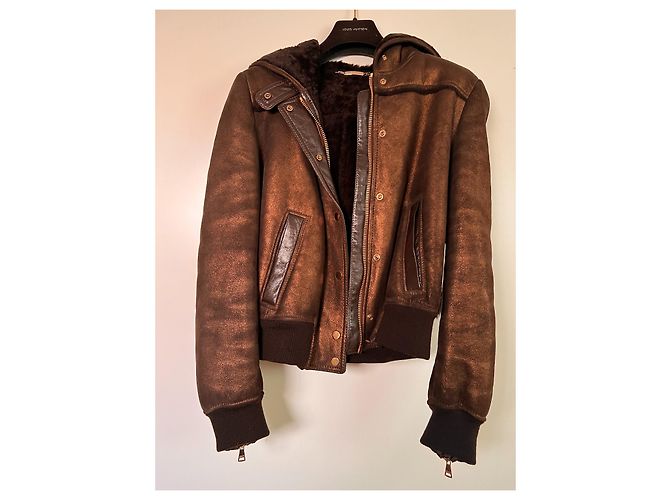 Chaqueta de piel de oveja Dolce & Gabbana bronce con capucha - vista 3