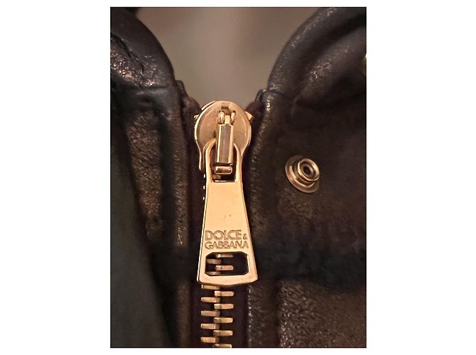 Chaqueta de piel de oveja Dolce & Gabbana bronce con capucha - vista 4