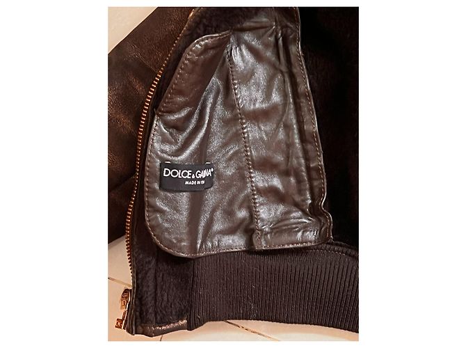 Chaqueta de piel de oveja Dolce & Gabbana bronce con capucha - vista 7