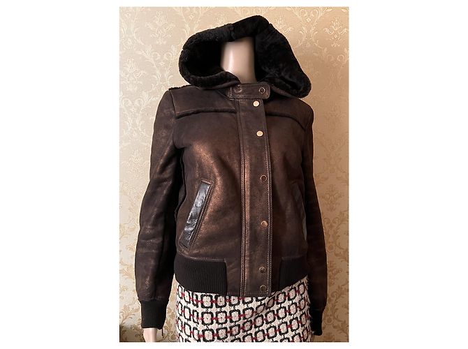 Chaqueta de piel de oveja Dolce & Gabbana bronce con capucha - vista 9