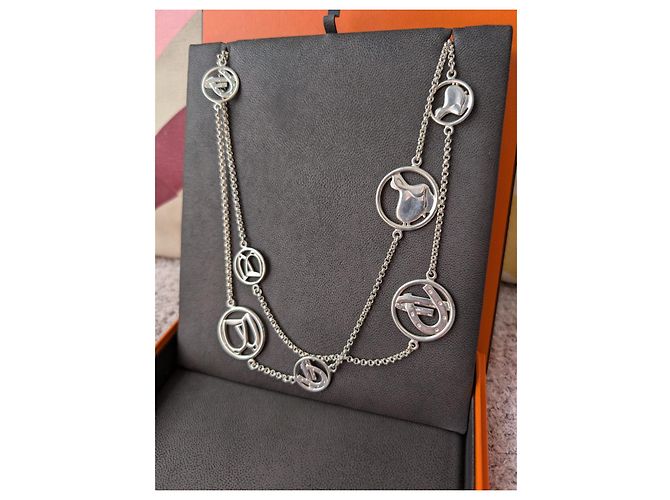 Hermès Collana Equestre Argento 35" Lunga Catena Belcher Ferradura Silver hardware - vista 12