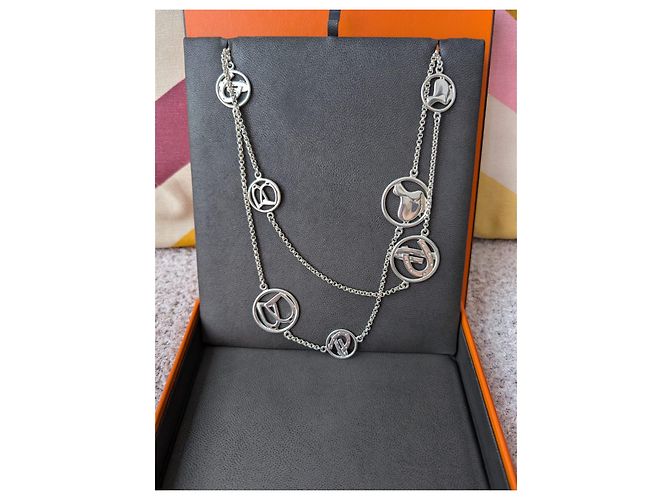 Hermès Collana Equestre Argento 35" Lunga Catena Belcher Ferradura Silver hardware - vista 3