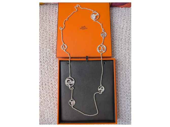 Hermès Collana Equestre Argento 35" Lunga Catena Belcher Ferradura Silver hardware - vista 5