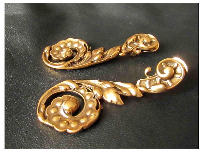 Orecchini Barocchi Oscar de la Renta 1980 Vintage Clip-on Bronzo - vista 10