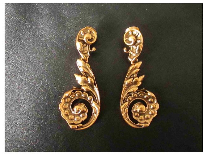 Orecchini Barocchi Oscar de la Renta 1980 Vintage Clip-on Bronzo - vista 11