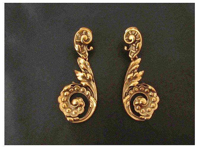Orecchini Barocchi Oscar de la Renta 1980 Vintage Clip-on Bronzo - vista 2