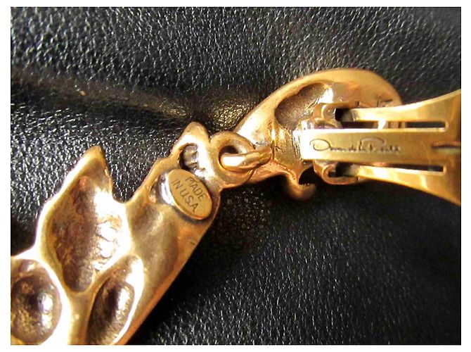 Orecchini Barocchi Oscar de la Renta 1980 Vintage Clip-on Bronzo - vista 3