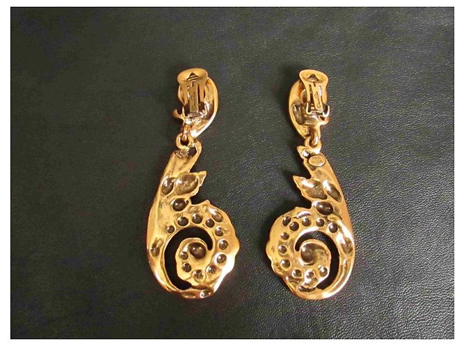 Orecchini Barocchi Oscar de la Renta 1980 Vintage Clip-on Bronzo - vista 6