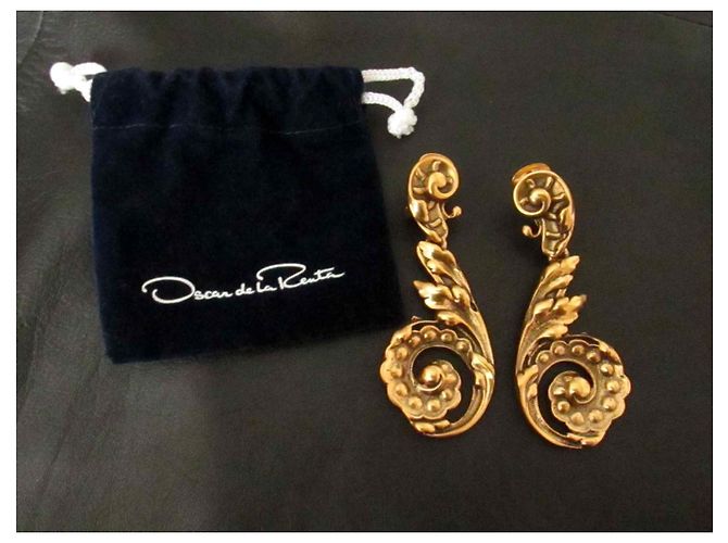 Orecchini Barocchi Oscar de la Renta 1980 Vintage Clip-on Bronzo - vista 7