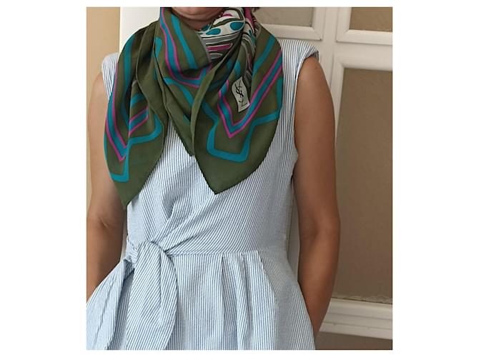 Yves Saint Laurent Sciarpa in seta multicolore - vista 3