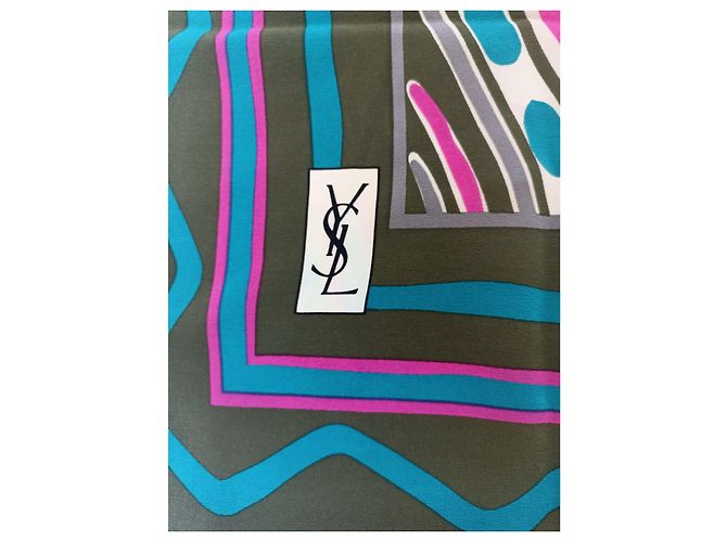 Yves Saint Laurent Sciarpa in seta multicolore - vista 6