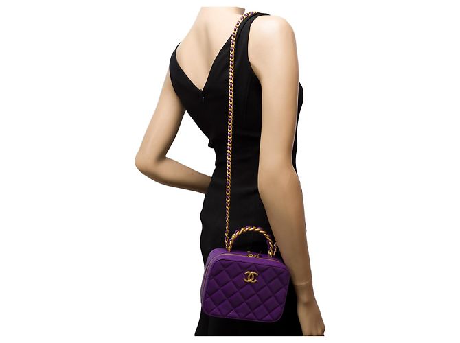 Sac CHANEL Vanity en Cuir Violet - 102012 - vue 13